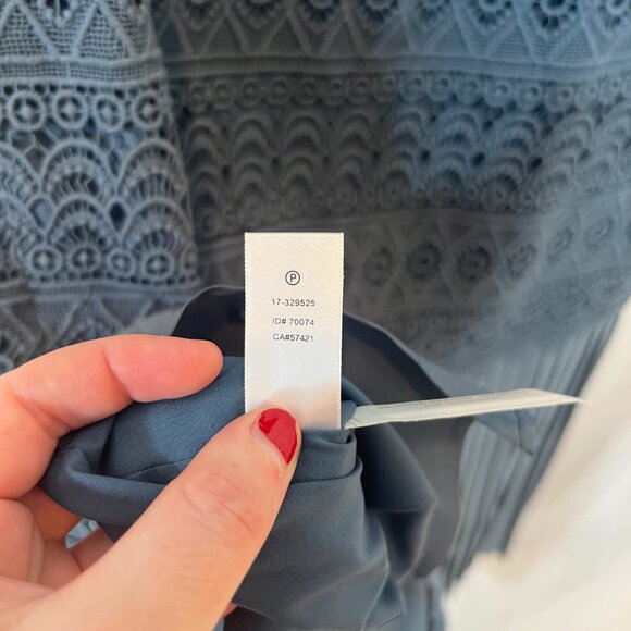 NWT Ann Taylor LOFT Blue Pleated Lace Drop Waist Dress Size 2 - Picture 5 of 8